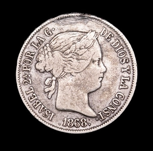 España 40 Céntimos 1868 Bueno Plata Km 628 Isabel Ii