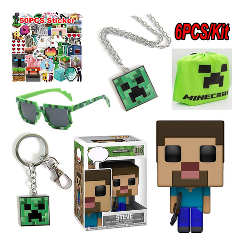 6 Unids/set Minecraft Creeper Figura Muñeca+bolsillo