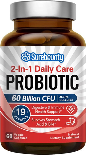 Probiotico 50 Billones 19 Cepas Veganos X 60 Made In Usa