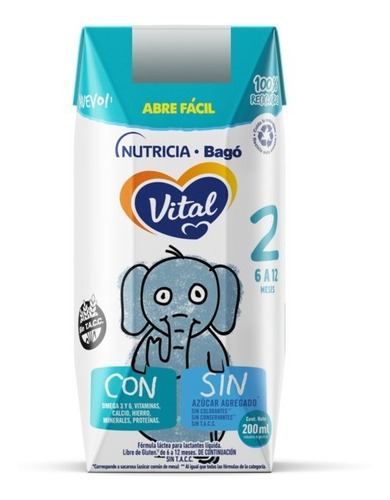 Imagen 3 de 3 de Vital 2 - Pack X 24 Bricks 200ml. Leche Liquida Infantil.