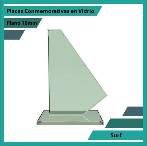 Trofeo En Cristal Referencia Surf Pulido Plano 10mm