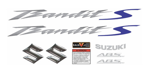 Kit Jogo Faixa Emblema Adesivo Suzuki Bandit 650s 2011 Prata