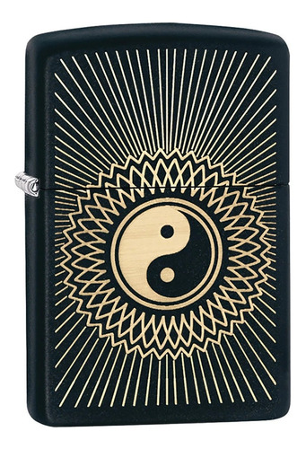  Encendedor Zippo Stamp Yin Yang 2 Lighter 29423 Black Matte