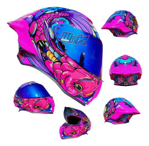 Casco Moto Rosa Morado Kov Mujer Deportivo Certificado Dot 