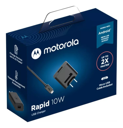 Cargador Motorola 10w Salida Usb Con Cable Micro Usb (1mt)