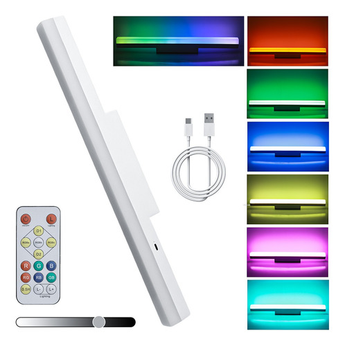 Lámpara De Pared Luz Rgb 40cm Control Bateria Recargable Led