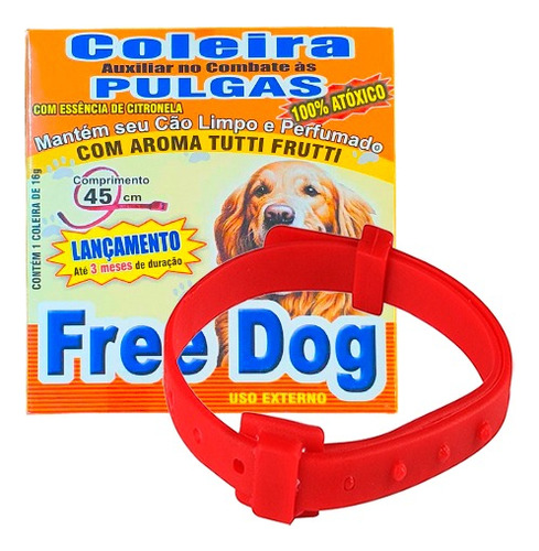 1 Coleira Anti Pulgas Cachorro Free Dog Adulto