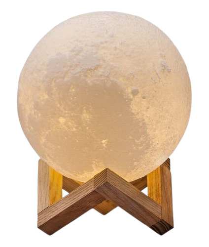 Luminária Lua Cheia 3d Abajur Decorativa Usb Com Suporte Cor Branco Cor da cúpula Branco Cor da estrutura Marrom 110V/220V