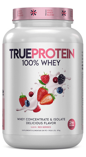 True Protein 100% Whey Concentrado Isolado 874g True Source Sabor RED BERRIES