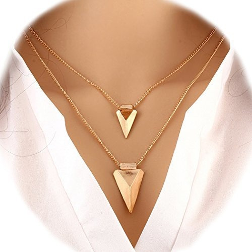 Jovono - Collar De Oro Para Mujer, Aleación, Cadena Triangul