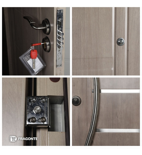 Imagen 3 de 6 de Puerta De Seguridad Multianclaje Simil Madera Barral Inserto