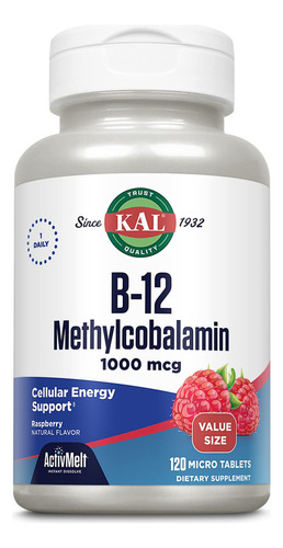 Kal Vitamina B12 Metilcobalamina Frambuesa 1000mcg 120 Micro