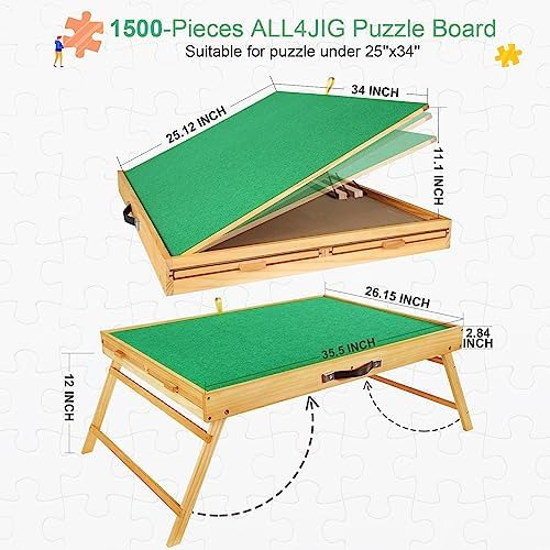 All4jig Mesa De Rompecabezas Portátil Con Patas, 1500 Piezas