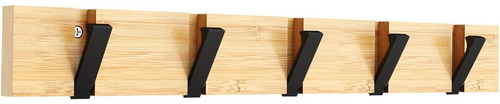 Percha De Bambú Plegable Para Abrigos De Pared 20 Kg 5 Ganch