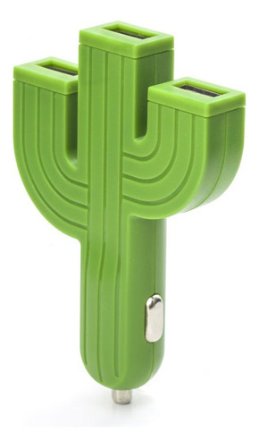 Cargador Para Auto 3 Puertos Cactus Kikkerland Us132 Color Verde