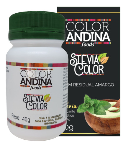Adoçante Color Andina Natural 100% Stevia 40g Sem Amargor 