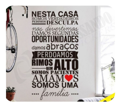 Adesivo Papel Parede Frase Sala Nesta Casa - Familia - Novo