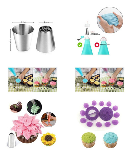 Imagen 6 de 7 de Set De Decoración Para Tarta 137 Piezas + Base Tarta