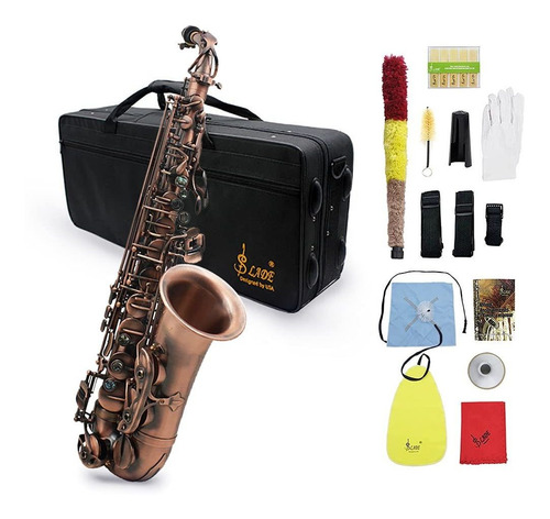 Ammoon Saxofón Alto Eb E-flat Saxofón Acabado Antiguo Bendsh