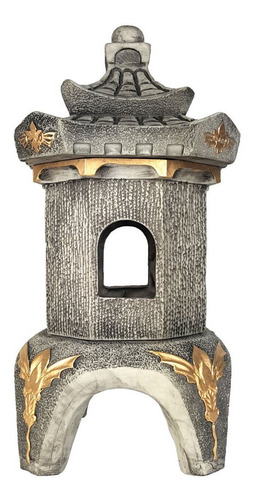 Luminaria Jardim Japones Kit Com 2 Luminarias De Resina Cinz