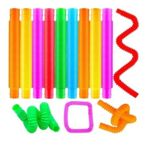 24 Tubo Pop It Juguete Pitillo Estira Armables Tube Colores