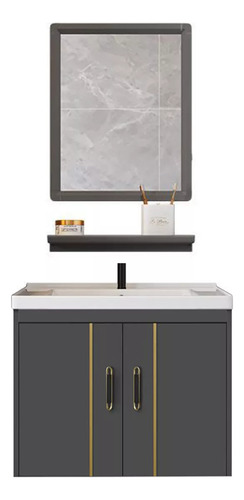 Kit De Lavabo Rectangular Para Baño Con Espejo Armario Grifo