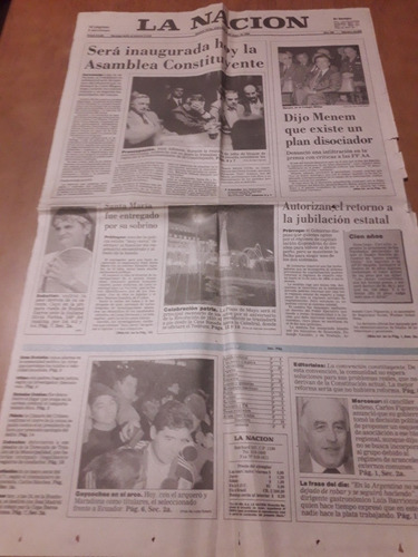 Tapa Diario La Nación 25 05 1994 Maradona Sabatini Constituy