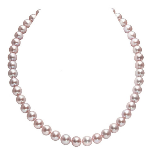 Collar Perlas Cultivadas 6mm Rosa 40cm Broche Plata Regalo