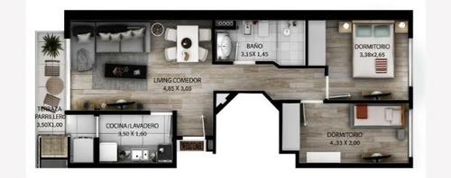 Imagen 8 de 8 de 1224 Venta Apto Con Renta, 2dorm,parrillero Uso Exclusivo Tres Cruces
