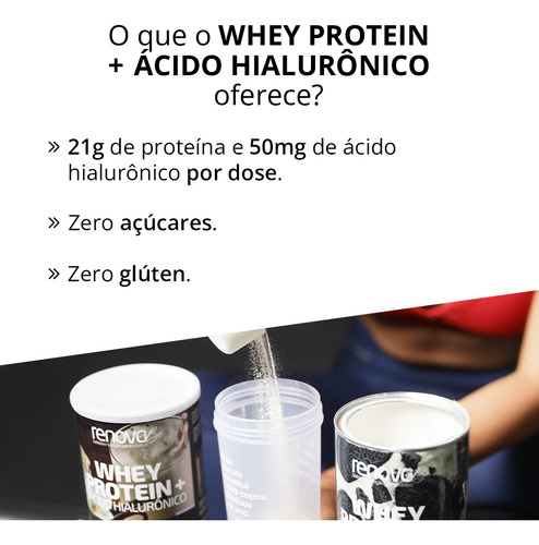 Kit Colágeno Verisol Ácido Hialurônico Limão 216g e Whey Protein Cookies Renova Be