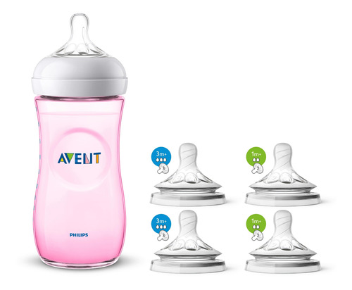 Kit Mamadeira Avent Petala 330ml + 4 Bicos