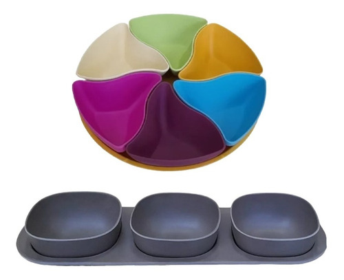 Set X11 Cazuelas Porta Snack Triangulares Cuadradas Picadas