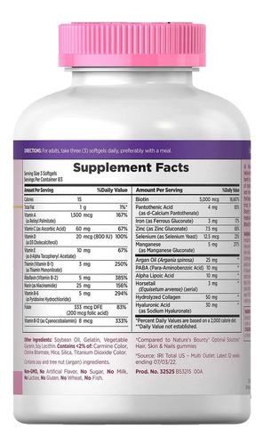 Hair Skin Nails 5000 Mcg Com Biotina Nature Bounty 250 Caps