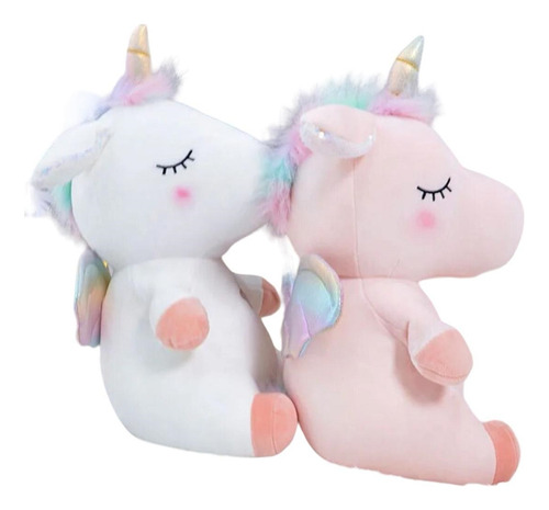 Peluche Unicornio Con Luz Y Musical 45 Cm Alto Dos Colores