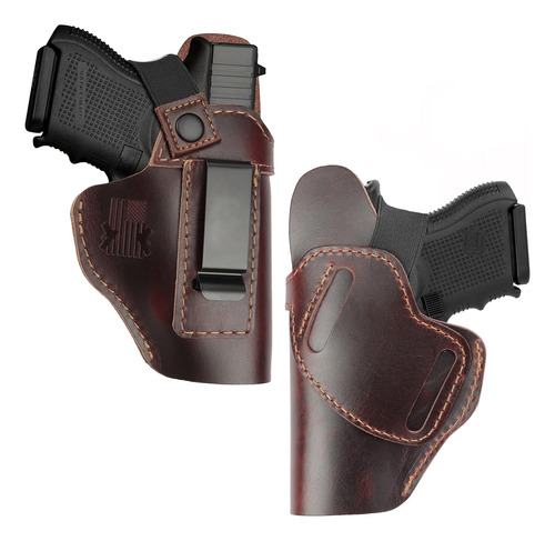 Owb & Iwb Holster, Top-grain Leather Gun Holster For Glock 1