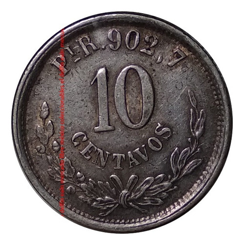 Moneda 10 Centavos 1890 Mexico Republica Ceca Sn Luis Potosi