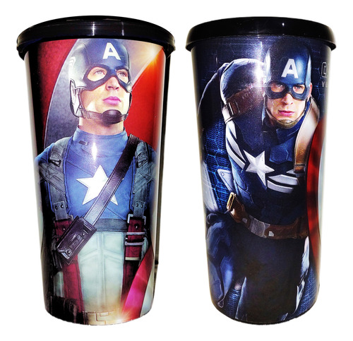 Vaso Original De Cine Set De 2 Capitan America Cinemex Marve