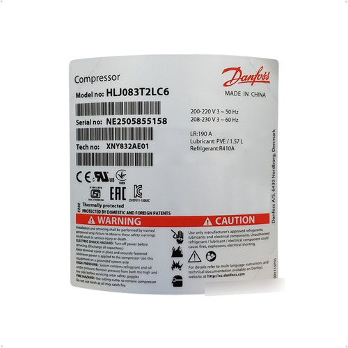 Compressor Scroll Danfoss 7,5tr 220v Tri R22 Hlj083t2lc6