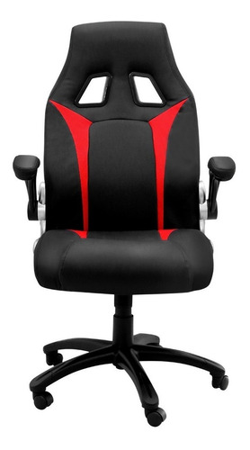 Silla de escritorio Baires4 Roblox ergonómica  negra y roja con tapizado de cuero sintético