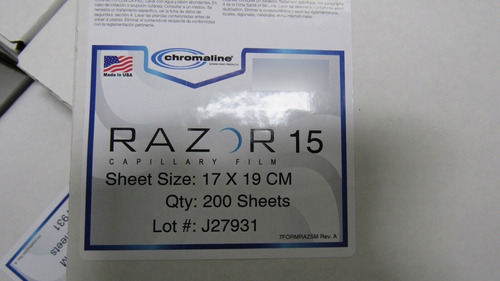 New Chromaline Razor 15 Capillary Film  17cm X 19cm 200  Ddo