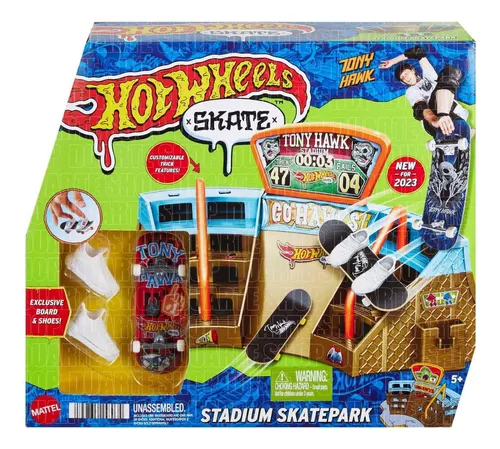 Skate Dedo Hotwheels C/ Tênis + Pista Skatepark Fingerboard