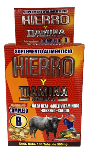 Hierro Y Tiamina, Vitamina B1 Jalea Real 100 Tabs 500 Mg