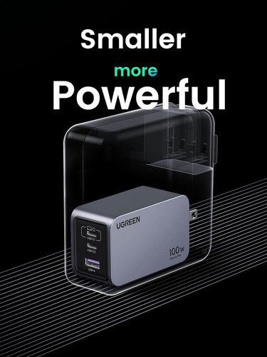 Ugreen Cargador 100w 2usb-c 1usb Gan +cable C Para Mac 25873