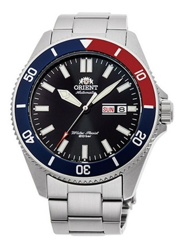 Reloj Orient Kanno Automatic Diver 200m Ra-aa0912b19b Color de la malla Plateado Color del bisel Azul y Rojo Color del fondo Negro