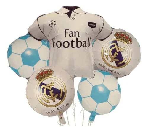 Bouquet 5 Globos Real Madrid Camisa 65cm+4metalizados
