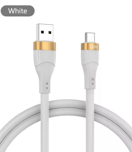 Imagen 1 de 4 de Cable Cargador Y Datos Silicona 120 W /6 A / Usb C / 120 Cm