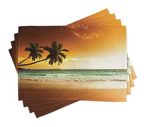 Ambesonne Tropical Place Mats Conjunto De 4 Palmeras Sobre E