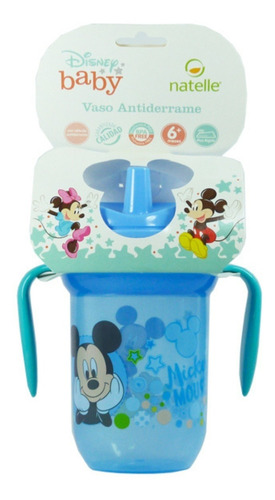 Vaso Antiderrame Con Asas Y Pico Minnie Mickey Mouse Color Azul