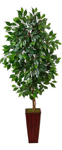 5 Pies Árbol Artificial Ficus En Jardinera De Bambú