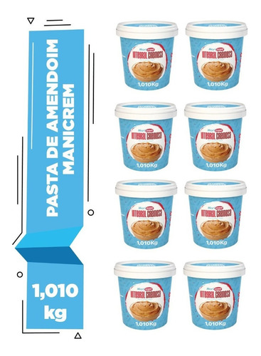 Kit 08 Potes Manicrem Pasta De Amendoim Cremosa 1kg